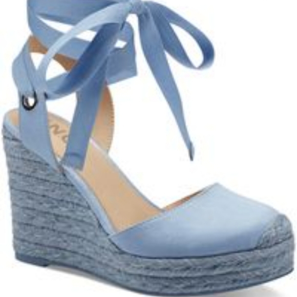INC International Concepts Shoes - INC International Concepts Maisie Lace-up Espadrille Wedge Sandals Light Blue -6